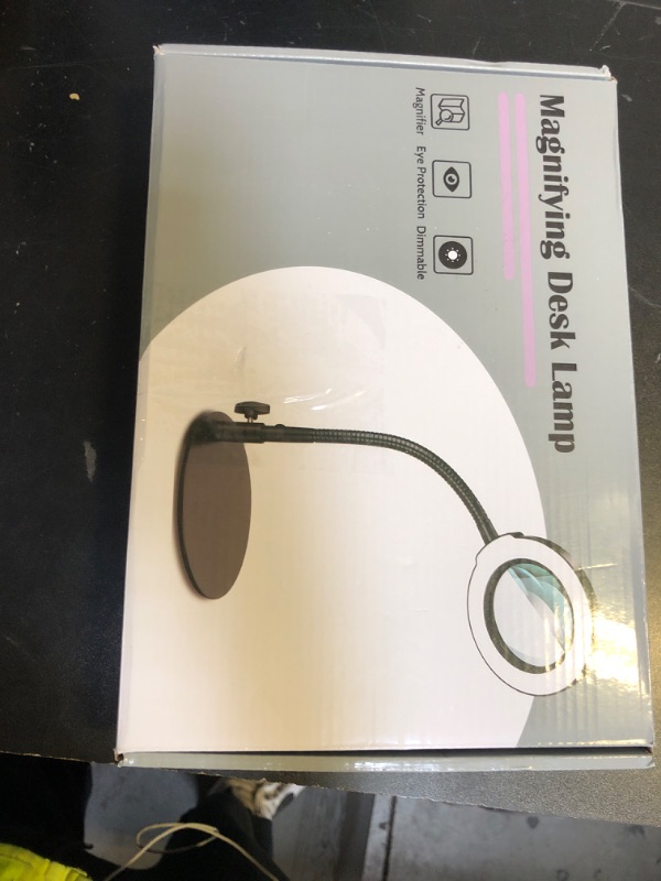 Photo 1 of Krstlv 10X Magnifying Glass with Light and Stand, 5 Color Modes Stepless Dimmable LED Lighted Desk Lamp, Hands Free Magnifier with Flexible Goose-Neck for Craft Hobby Painting Sewing Close Work