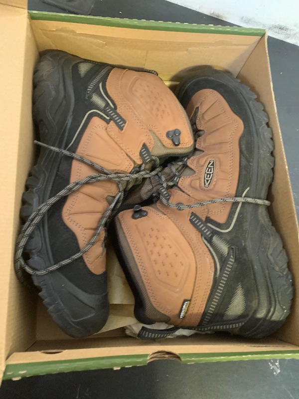 Photo 1 of KEEN Men's Targhee 4 Mid Height Durable Comfortable Waterproof Hiking Boots, Bison/Black, 14 Wide