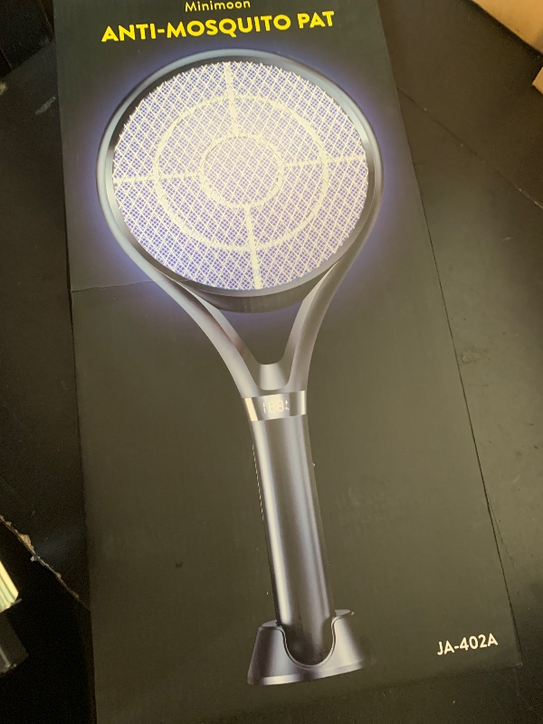 Photo 1 of Minimoon Electric Fly Swatter with LED Display, 2000mAh Rechargeable Fly Swatter Racket, 2500V Bug Zapper Racket Dual Modes, Mosquito Killer Lamp with 3 Layers Safety Mesh for Indoor Outdoor Camping