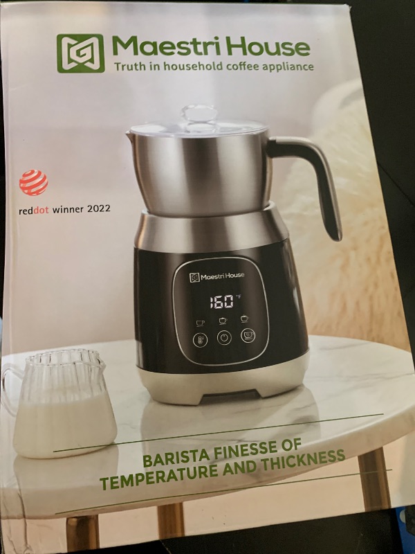 Photo 1 of Maestri House Milk Frother, Variable Temp and Froth Thickness DualFro 600 Milk Frother Steamer, 21OZ Smart Touch Control Milk Warmer, Dishwasher Safe, Memory Function for Latte&Hot Chocolate (Black)