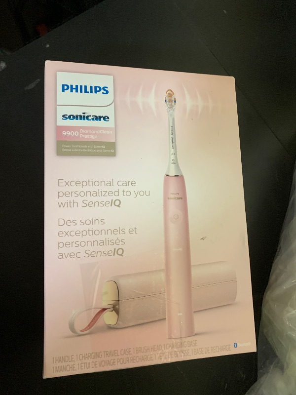 Photo 1 of Philips Sonicare DiamondClean 9900 Prestige Electric Toothbrush - with SenseIQ Technology and Advanced AI App, 5 Brushing Modes, 3 Intensity Levels, Charging Travel Case, Pink, Model HX9990/13