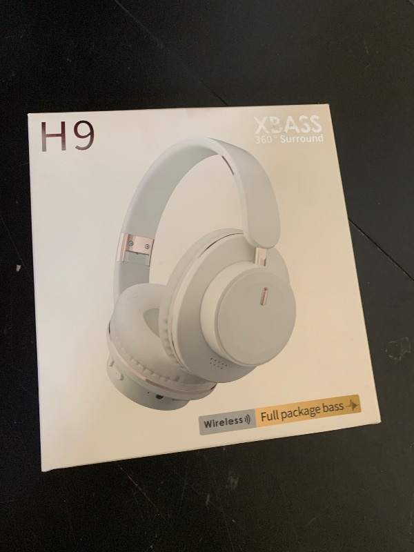 Photo 1 of ABEAUROOSE Foldable Bluetooth Headphones with Hidden Mic, Portable Over-Ear Wireless Headphones for Cell Phone, PC, Laptop (White)