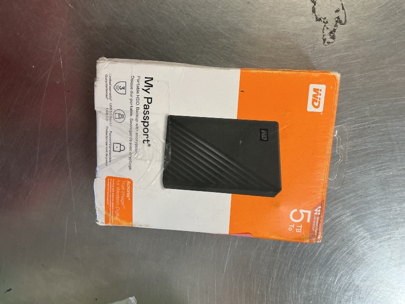 Photo 1 of WD 5TB My Passport, Portable External Hard Drive, Black, backup software with defense against ransomware, and password protection, USB 3.1/USB 3.0 compatible - WDBPKJ0050BBK-WESN