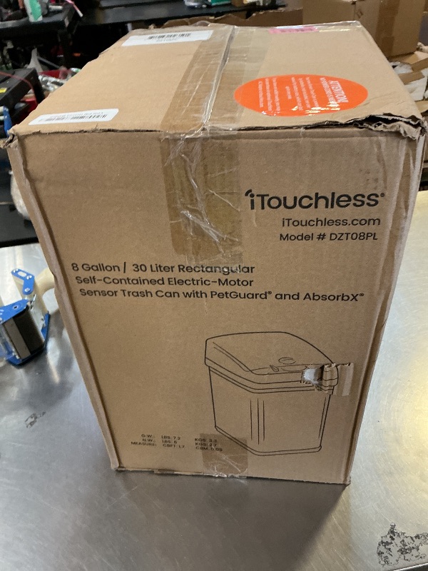 Photo 1 of iTouchless 8 Gallon Dog-Proof Sensor Kitchen Trash Can with Lid and Odor Filter, Stainless Steel 30 Liter Automatic Recycling Bin Prevents Pets Getting in Trashcan Bedroom Home Office Bathroom