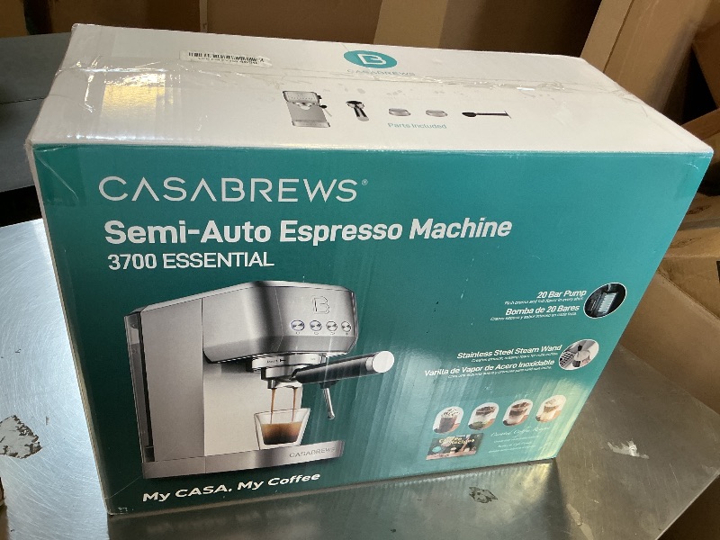 Photo 1 of CASABREWS 3700 Essential Espresso Machine 20 Bar, Stainless Steel Cappuccino & Latte Coffee Maker with Steam Frother for Home, 43.9oz Water Tank, Silver