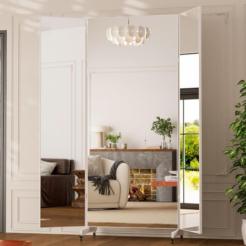 Photo 1 of brisafe Full Length Mirror with 360° Wheels, 95"x71" Foldable Floor Mirror with Nano-Tech Shatterproof Film - Ultra-Large Mobile Mirror for Home Gym, Dance Studio & Commercial Spaces