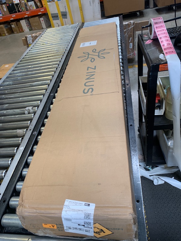 Photo 1 of ZINUS Suzanne 37 Inch Metal and Wood Platform Bed Frame / Solid Wood & Steel Construction / No Box Spring Needed / Wood Slat Support / Easy Assembly, Chestnut Brown, Queen