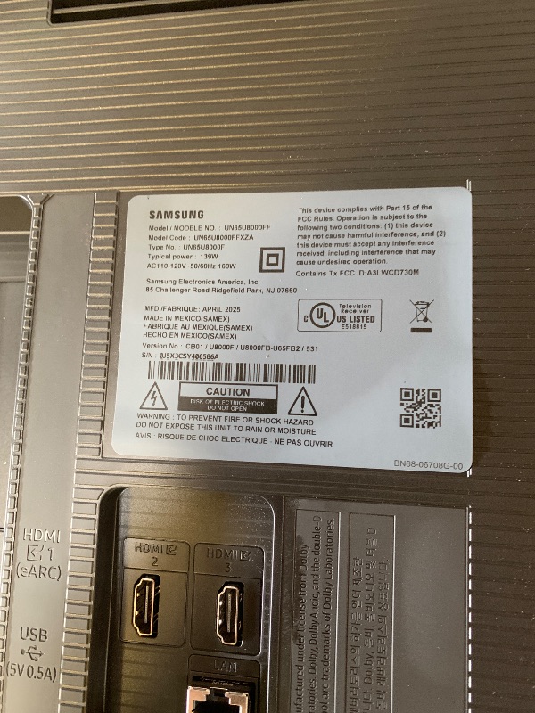 Photo 1 of Samsung 65-Inch Class Crystal UHD U8000F 4K Smart TV (2025 Model) Endless Free Content, Crystal Processor 4K, MetalStream Design, Knox Security, Alexa Built-in
