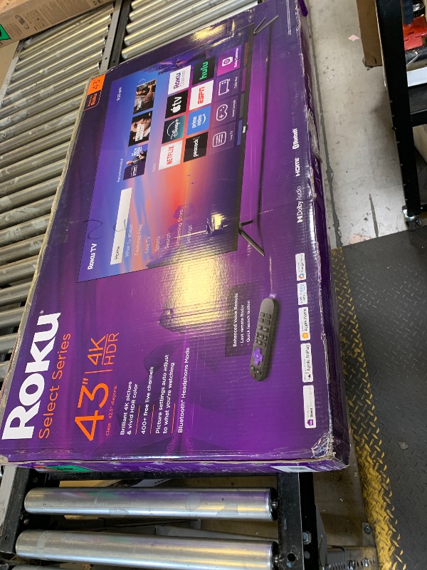Photo 1 of Roku Smart TV – 43-Inch Select Series, 4K HDR TV – RokuTV with Enhanced Voice Remote – Flat Screen LED Television with Wi-Fi for Streaming Live Local News, Sports, Family Entertainment