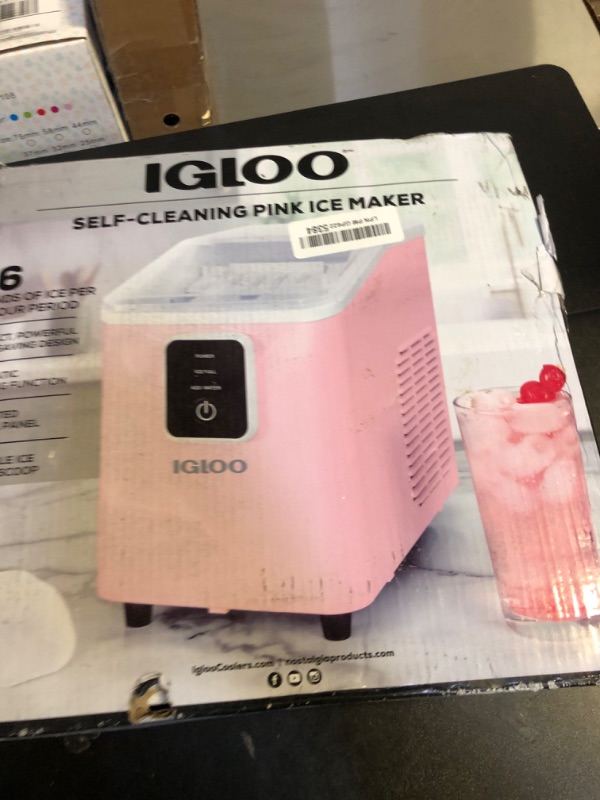 Photo 1 of Igloo Portable Ice Maker with Scoop & Basket - Ice Maker with LED Control Panel & 1 Quart Water Tank- Ice Cube Maker Produces 26 Lbs Of Ice In 24 Hours with 8 Large or Small Cubes In 7-8 Minutes- Pink