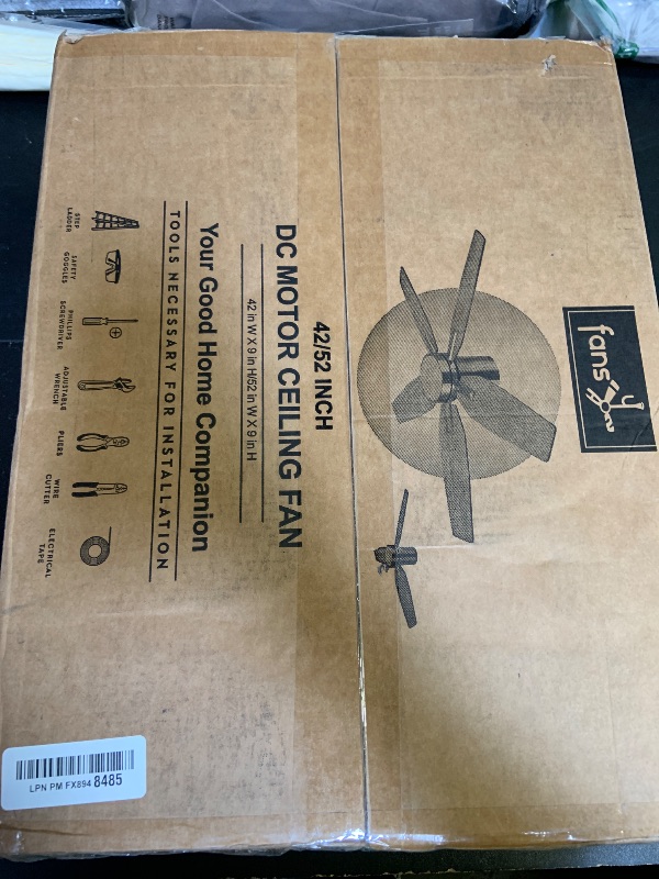Photo 1 of FANSHAIN 52" Flush Mount Ceiling Fan - 5 Blades Ceiling Fan with Light for Living Room and Bedroom - 5000 CFM - Quiet DC Motor - Dimmable - Reversible Function - Light Wood Tone/Dark Brown