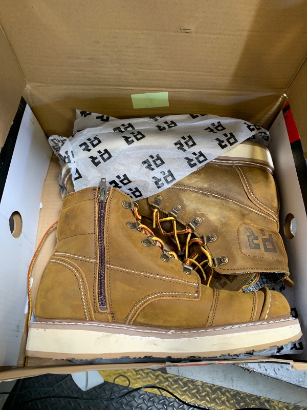 Photo 1 of ROCKROOSTER Magnolia 6" Side-Zipper Wedge Boots for Men, Lightweight Soft Moc Toe Motorcycle Boots SAP309-Brown-09.5