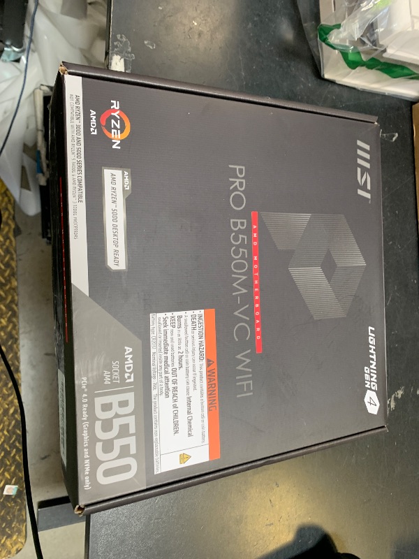 Photo 1 of MSI PRO B550M-VC WiFi ProSeries Motherboard (AMD Ryzen 5000 Series, AM4, DDR4, PCIe 4.0, SATA 6Gb/s, M.2, USB 3.2 Gen 2, HDMI/DP, Wi-Fi 6E, Bluetooth 5.2, mATX)