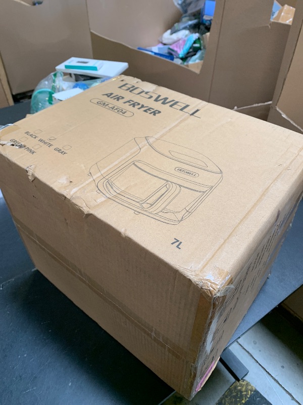 Photo 1 of BOSWELL Glass Air Fryer, 7.5QT with Transparent Fry Bowl, Circulating Heating, Temperature Control, Air Fryer Roast, Dishwasher Safe (white)