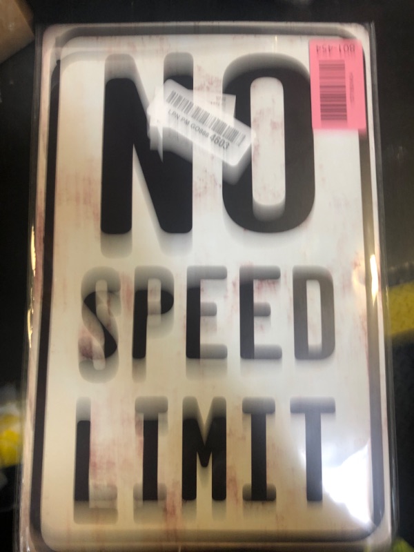 Photo 1 of Car Room Wall Decor Vintage Metal Sign No Speed Limit Signs For Boys Room Bedroom Garage Man Cave Art 12x8 Inches