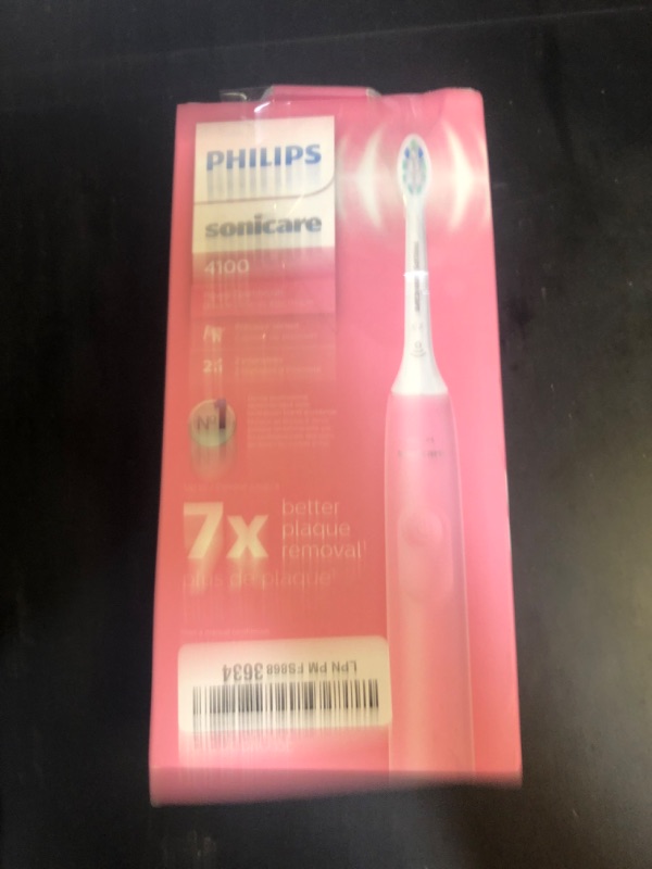 Photo 1 of Philips Sonicare 4100 Series Electric Toothbrush - Sonic Toothbrush with Advanced Sonic Technology, Pressure Sensor, Two Intensity Settings, Smartimer & Quadpacer, Deep Pink, Model HX3681/26