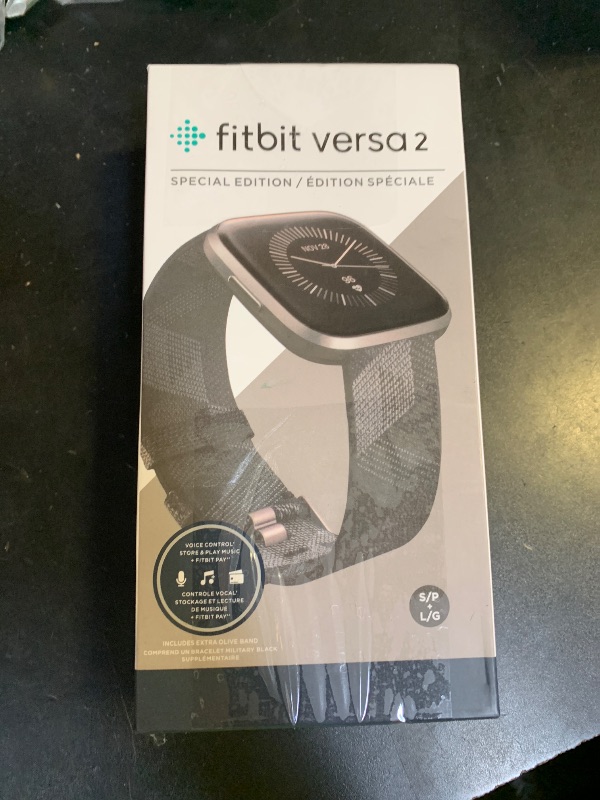 Photo 1 of Fitbit Versa 2 Special Edition Health and Fitness Smartwatch with Heart Rate, Music, Alexa Built-In, Sleep and Swim Tracking, Smoke Woven/Mist Grey, One Size (S and L Bands Included)