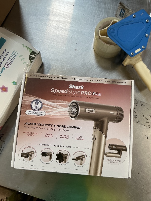 Photo 1 of Shark SpeedStyle Pro Flex Professional Performance High-Velocity Hair Dryer System with Scalp Shield & IQ Speed Styling and Drying Suite, Lightweight, Ionic, No Heat Damage, Mocha Silver, HD542