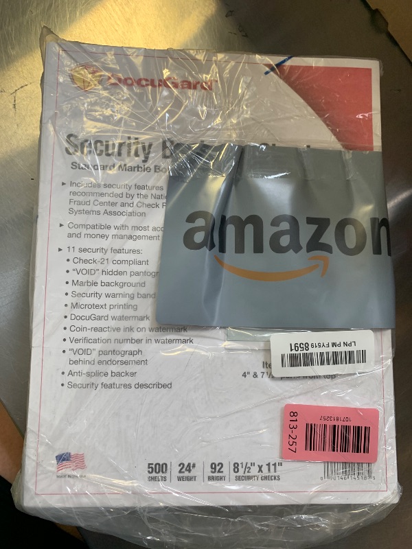 Photo 1 of DocuGard Standard Green Marble Bottom High Security Check Paper - QuickBooks & Laser/Inkjet Printer Compatible - 11 Security Features - 500 Blank Business Checks (04518)
