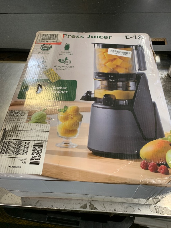 Photo 1 of **DAMAGED, SEE NOTES** EanOruus Juicer Machines, 3-in-1 Cold Press Juicer with 6.5" Extra Large Chute, 100oz Large Capacity, AC Motor, Makes Juice, Nut Milk & Sorbet, Premium Gray