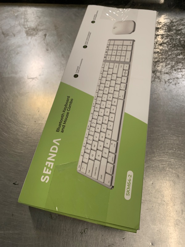 Photo 1 of seenda Bluetooth Keyboard and Mouse Combo for Mac, SKM64-2 Rechargeable Slim Wireless Keyboard Mouse Compact, 3 Multi-Device Connection, Compatible for Mac, MacBook Pro/Air, iPad, White Silver