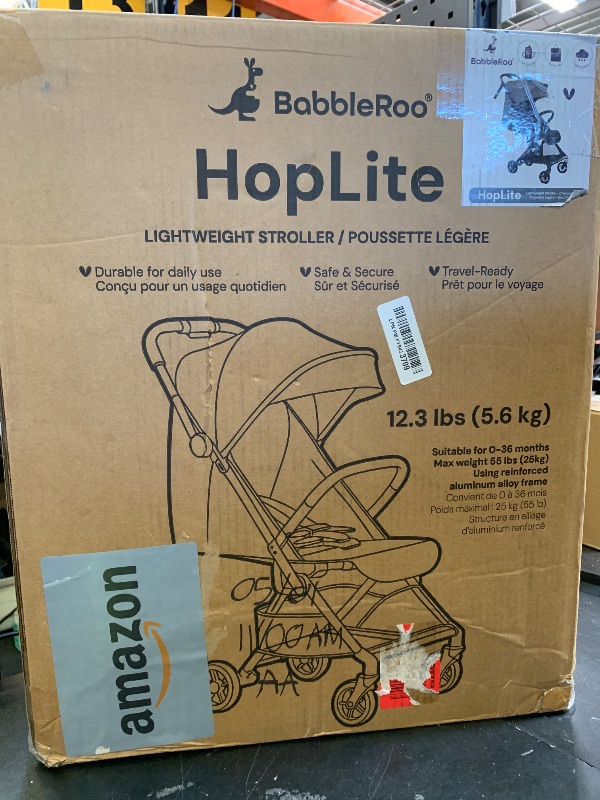 Photo 1 of BabbleRoo Hoplite Compact Stroller – Lightweight Travel Stroller for Airplane (12.3 lbs), from Birth to 55 lbs, Easy Fold, PU Wheels, Alloy Frame, Near-Flat Recline, Cup Holder, Baby Stroller