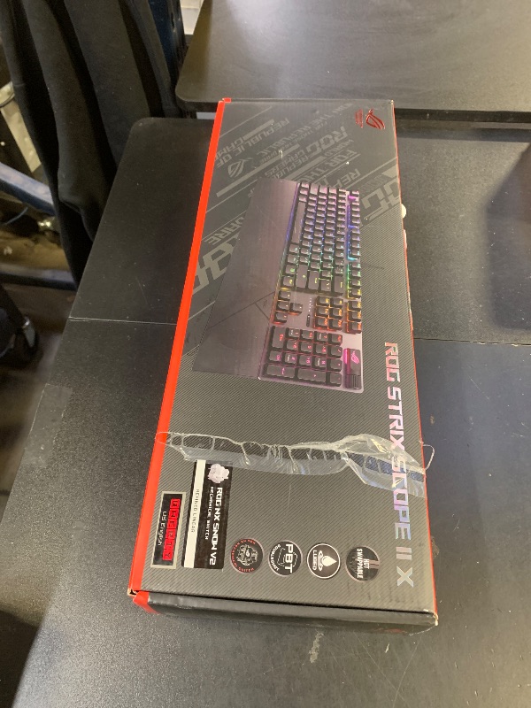 Photo 1 of ASUS ROG Strix Scope II X Wired USB Mechanical Gaming Keyboard – 100% Full-Size, Hot Swappable Pre-lubed ROG NX Snow V2 Linear Switches, PBT Keycaps, RGB, PC/Mac Support - Black