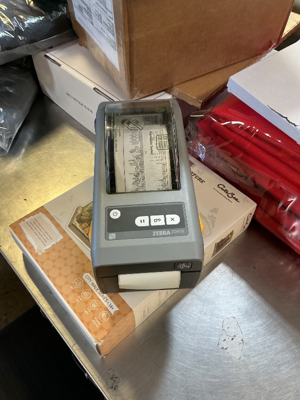 Photo 1 of Zebra - ZD410 Direct Thermal Desktop Printer for labels, Receipts, Barcodes, Tags, and Wrist Bands - Print Width of 2 in - USB, Bluetooth, and Wifi Connectivity - ZD41022-D01W01EZ (Renewed)