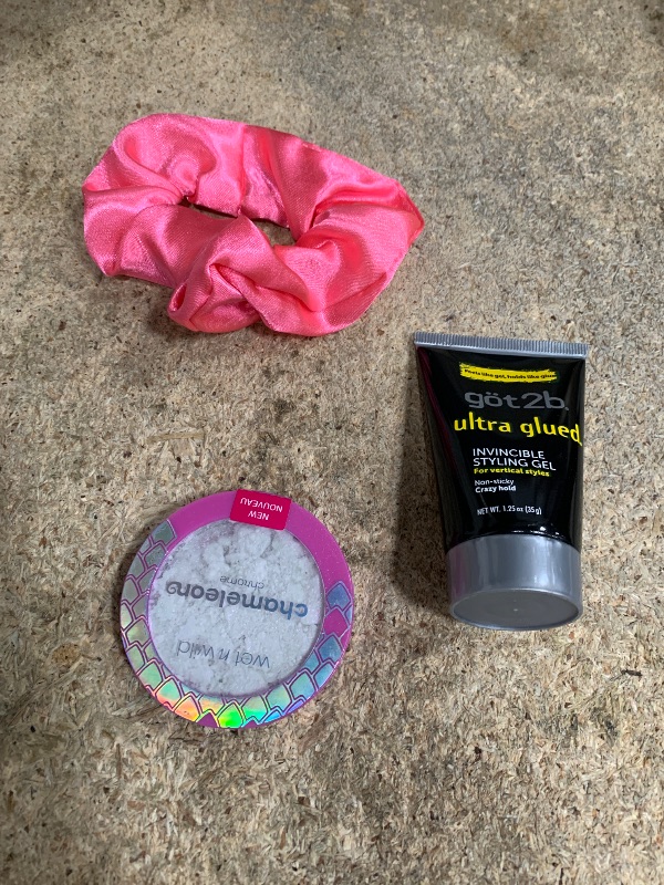 View 4 of [GOT 2B] ULTRA GLUED INVINCIBLE STYLING GEL 1.25OZ,Chameleon Chrome Highlighter, pink scrunchie