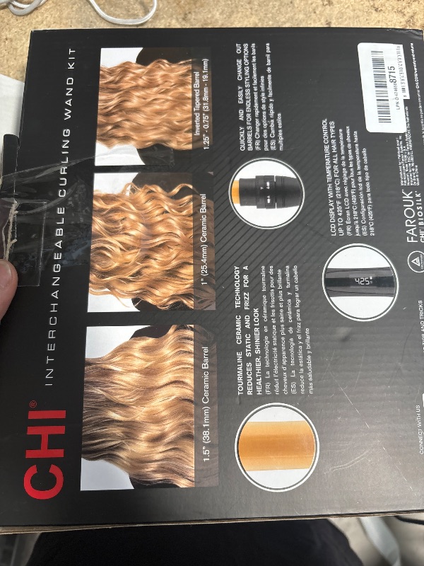 Photo 1 of ** for parts only, missing the actual curling machine only attachments are included ** CHI Interchangeable Curling Wand, 3 Barrel Attachments For Versatile Curls, 0.5"-1.25" Inverted Tapered Barrel, 1" & 1.5" Barrel