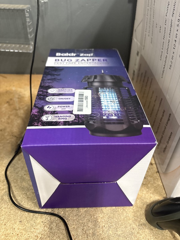 Photo 1 of ***DAMAGED - SEE NOTES/PICTURES*** BALDR Bug Zapper Outdoor Indoor, 20W Power & 4200V Instant Grid Mosquito Repellent, Coverage of 1/2 Acre Fly Trap for Patio, Backyard, Home