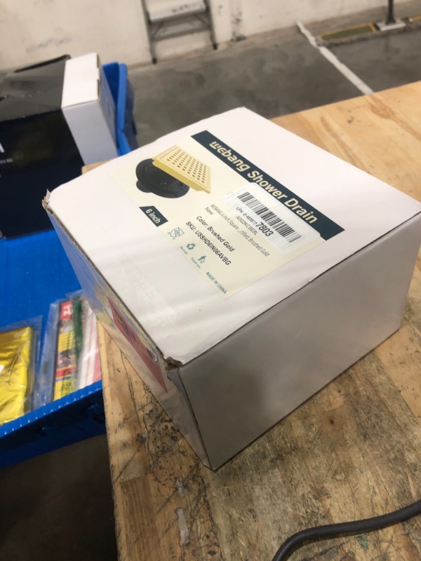 Photo 1 of **FACTORY SEALED** WEBANG 6 Inch Square Shower Floor Drain with Flange,Quadrato Pattern Grate Removable,Food-Grade SUS 304 Stainless Steel,Watermark&CUPC Certified, Brushed Gold