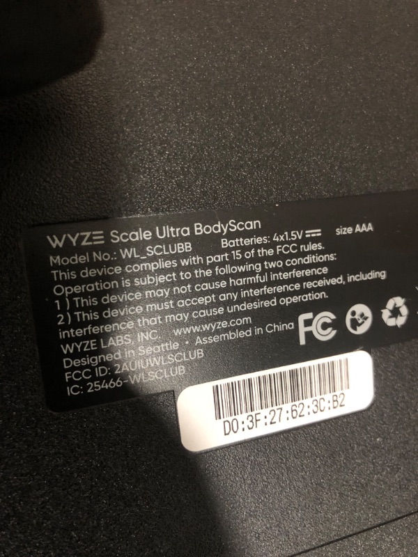 Photo 1 of **NO BATTERIES TO TEST FUNCTION** Wyze Smart Scale Ultra BodyScan with Handle – Wi-Fi & Bluetooth Body Composition Scale for Weight, BMI, Body Fat, Muscle Mass, and Segmental Measurement, 400 lbs, Black