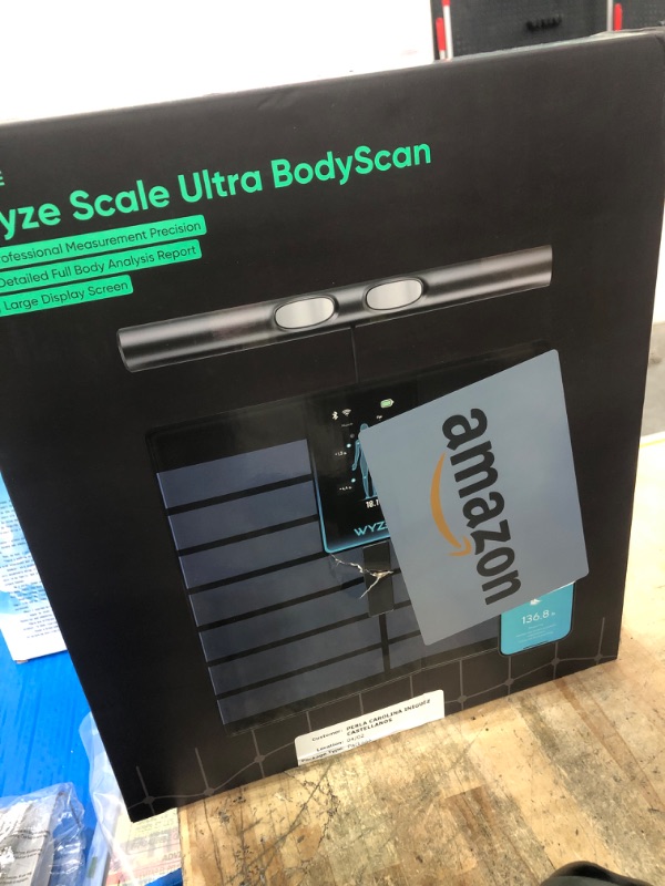 Photo 1 of **NO BATTERIES TO TEST FUNCTION** Wyze Smart Scale Ultra BodyScan with Handle – Wi-Fi & Bluetooth Body Composition Scale for Weight, BMI, Body Fat, Muscle Mass, and Segmental Measurement, 400 lbs, Black