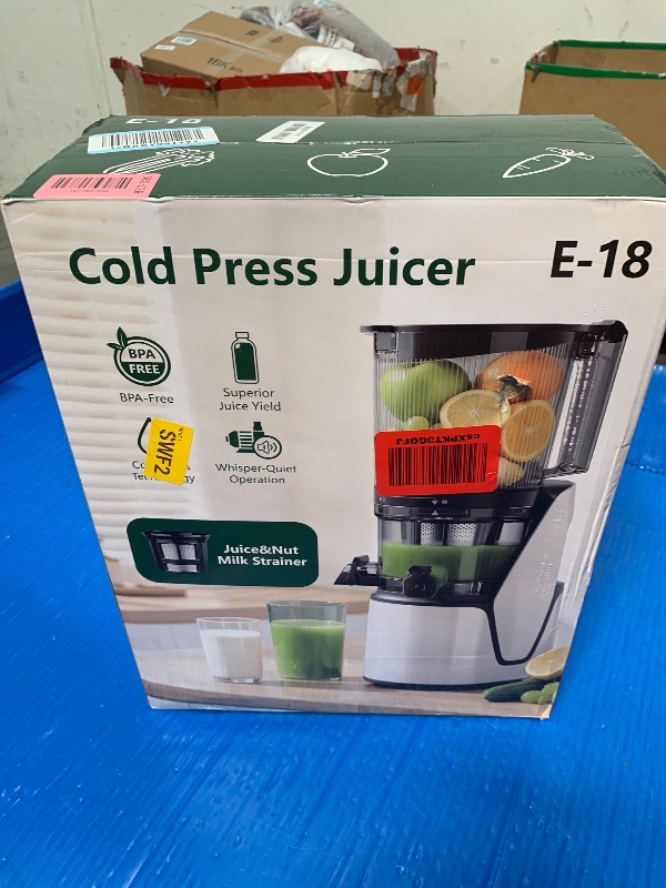Photo 1 of **FACTORY SEALED** EanOruus Juicer Machines, 3-in-1 Cold Press Juicer with 6.5" Extra Large Chute, 100oz Large Capacity, AC Motor, Makes Juice, Nut Milk & Sorbet, Bright White
