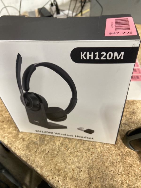 Photo 1 of (2025 Upgraded) Wireless Headset with Mic for Work, Bluetooth Headset with Noise Canceling Microphone with Dongle, Charging Base & Mic Mute, Wireless Headphones for Work from Home/PC/Computer