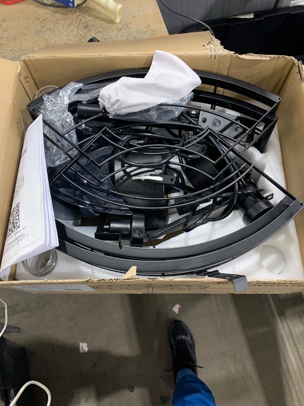 Photo 1 of ***MISSING PARTS***
LEDIARY 22" Outdoor Ceiling Fans with Light, Waterproof Gazebo Fan with Hanging Hook, Plug in Ceiling Fan with Remote,Caged Ceiling Fan with 6 Speed Timer for Patio, Porch, Pergola, Black