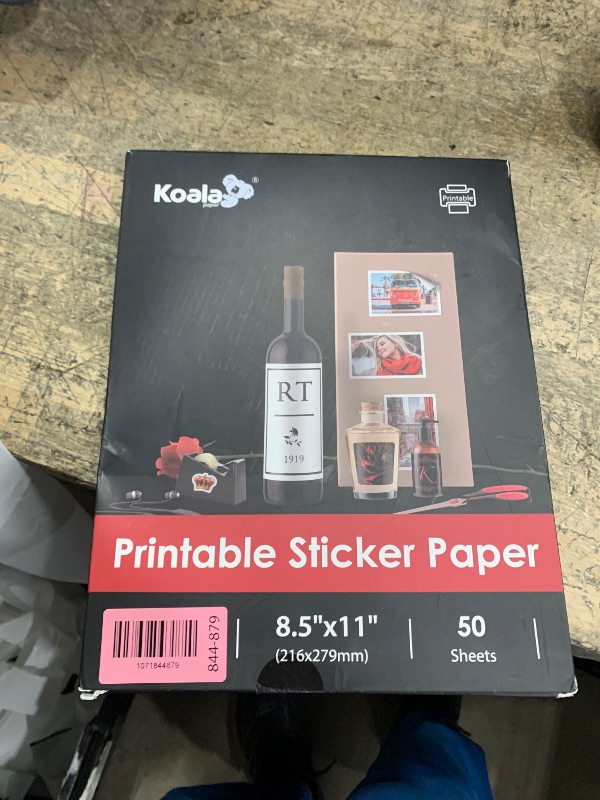 Photo 1 of (50 Sheets) Koala Glossy Sticker Paper for Inkjet Printer, Printable Sticker Paper White, 8.5x11 Inch Self-Adhesive Photo Sticker Printer Paper