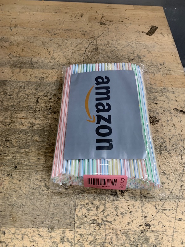 Photo 1 of [200 Pack] 8.5" High Flexible Plastic Straws,Bendable Disposable Drinking Straws -Striped Assorted Colors for Home Use Milk Juice Drinks