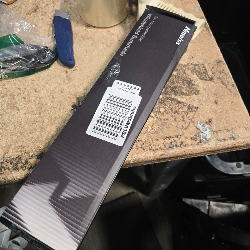 Photo 1 of [Upgraded] Nmoiss Windshield Sun Shade Umbrella - [Vinyl Coating Heat Shield] Protect Car from Sun Rays & Heat Damage Keep Cool and Protect Interior, Spring Structure Edge Medium 56" L x 31" W