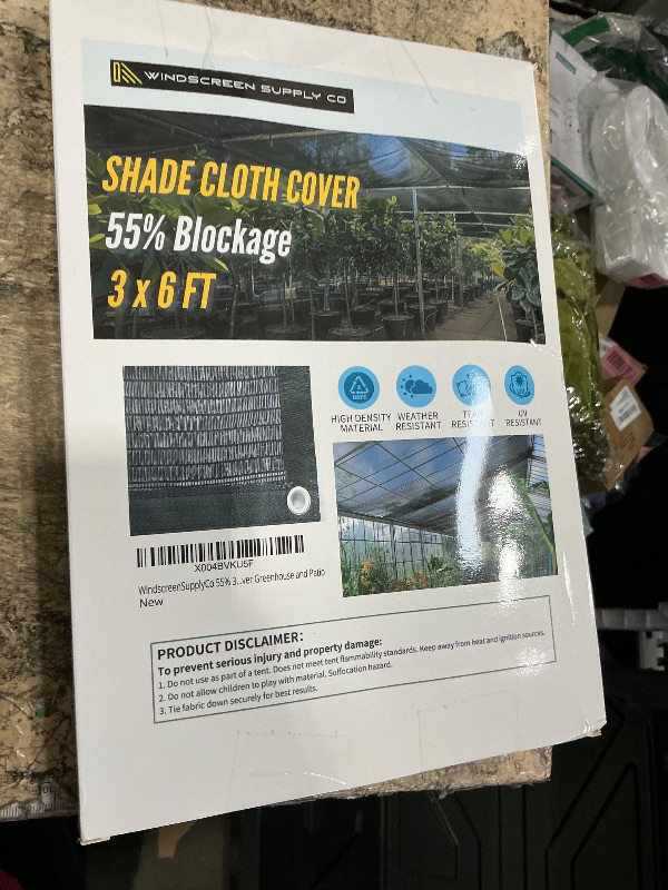 Photo 1 of [WindscreenSupplyCo] 55% 3 x 6 FT Shade Cloth Sun Shade Net with Grommets Sunblock Mesh Tarp for Garden Plants Cover Greenhouse and Patio