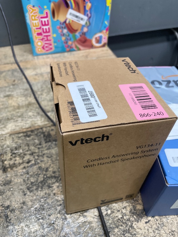 Photo 1 of [New] VTech VG134-11 DECT 6.0 Cordless Home Phone with Bluetooth Connection, Digital Answering Machine, Backlit Display,Full Duplex Speakerphone, Caller ID/Call Waiting,1000 ft Range (Black)