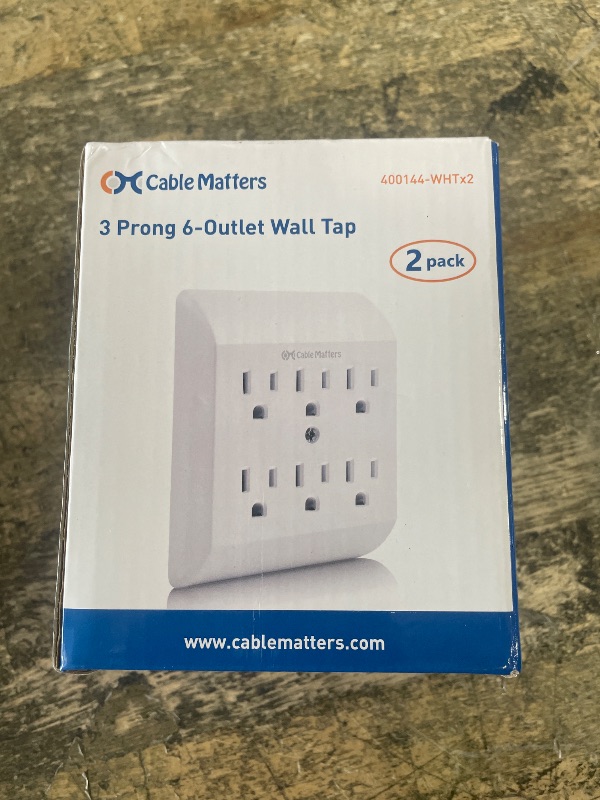 Photo 1 of [ETL Listed] Cable Matters 2-Pack 6 Outlet Extender Wall Tap, 15A/1875W, Multi Plug Wall Outlet / 6 Way Plug Power Adapter
