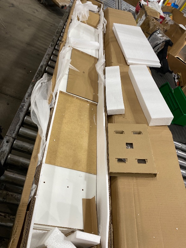 Photo 1 of ****PARTIAL SET, MISSING BOXES 1,2 & 3 ***** Merax Queen Size Murphy Bed with Desk and LED Lights, Power Outlet, Foldable Murphy Cabinet Bed with Storage Shelves & Drawers, Wood Space-Saving Hidden Wall Bed for Guest Room, Antique-White
