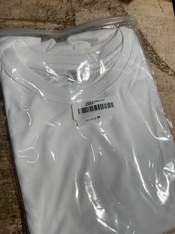 View 2 of 100% Cotton White Basic T Shirts for Women,Crew Neck Short Sleeve Shirts,Loose Fit Plain Workout Tshirts, Tops, Undershirts M
