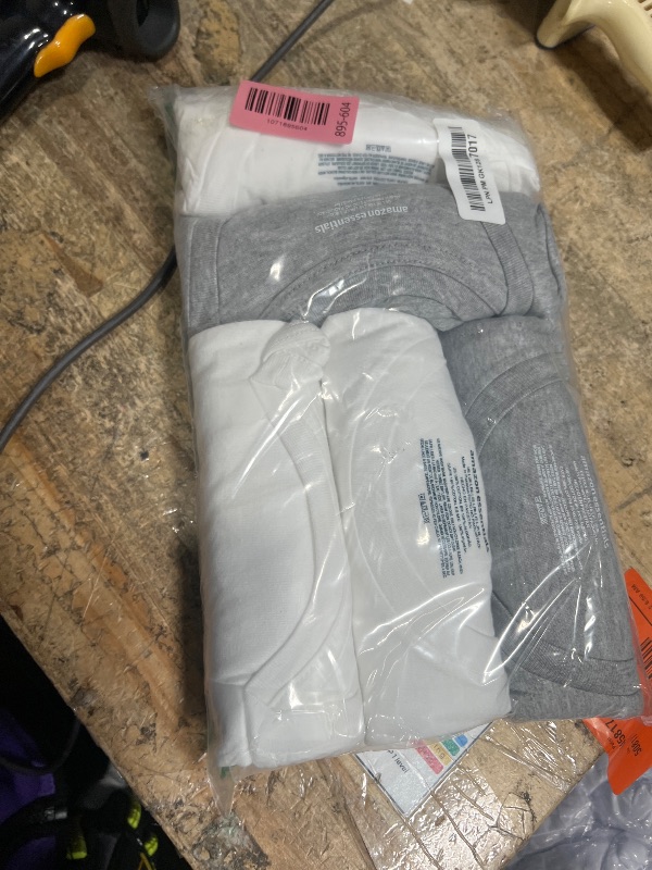 Photo 1 of **Only 5** Amazon Essentials Men's Slim Fit Crewneck Undershirts, Pack of 6, Medium Grey Heather/White, Large