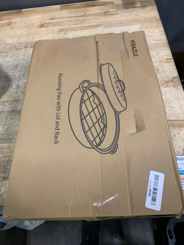 Photo 1 of 18” Roasting Pan with Lid and Rack?Large Enameled Chicken Roaster for Oven