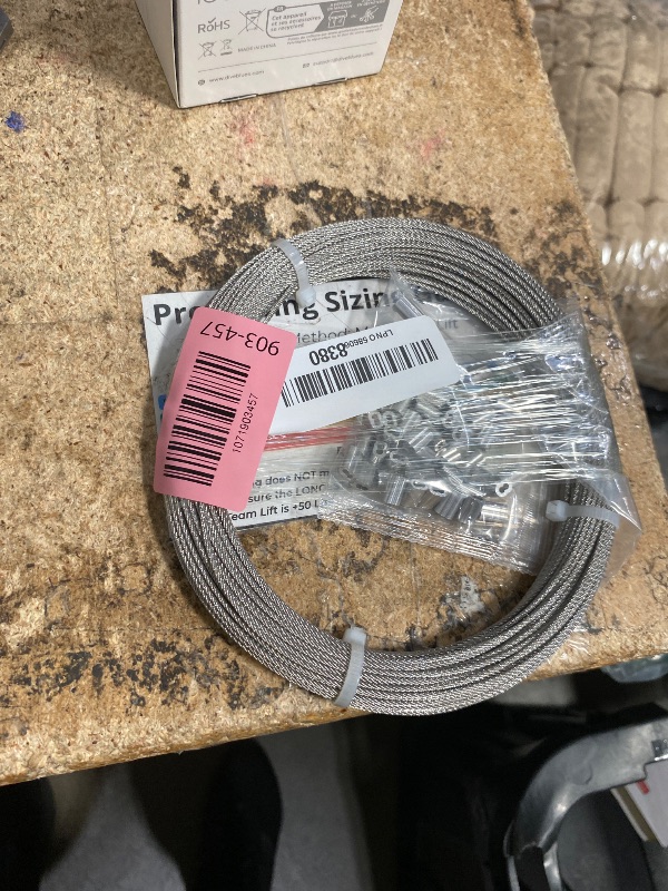 Photo 1 of 1/16 Wire Rope, 100FT 304 Stainless Steel Cable with 50Pcs Crimp Sleeves, Aircraft Grade, 7x7 Strand, 368lbs Breaking Strength, for Garden Trellis, Clothesline, Railing,Trellis
