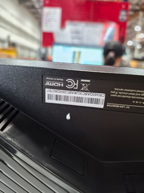 Photo 1 of *************RIGHT 1/5 OF SCREEN IS DAMAGED AND DOES NOT WORK***************
CRUA 34"WQHD 165Hz Ultrawide Curved Gaming Monitor, Height Adjustable Black