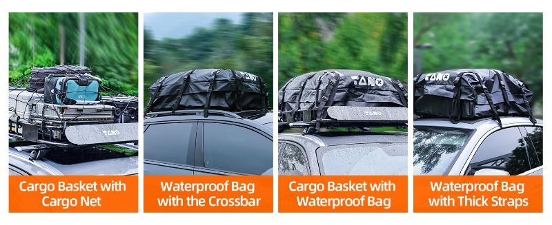 Photo 1 of " Roof Rack Cargo Carrier Basket with Waterproof Bag, Rooftop Cargo Carrier with Cargo Net & Ratchet Strapsor SUV Truck, Hitch Cargo Carrier